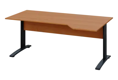 EZK 28 - 184 stůl kancelářský, rohový, pravý, kovová podnož černá, deska 25 mm, široký 1800 mm, olše jantar